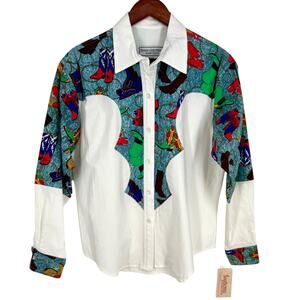 NEW NWT Thomas Louis Habeeb Womens MEDIUM 90s 80s Western Blouse Shirt Top Rodeo